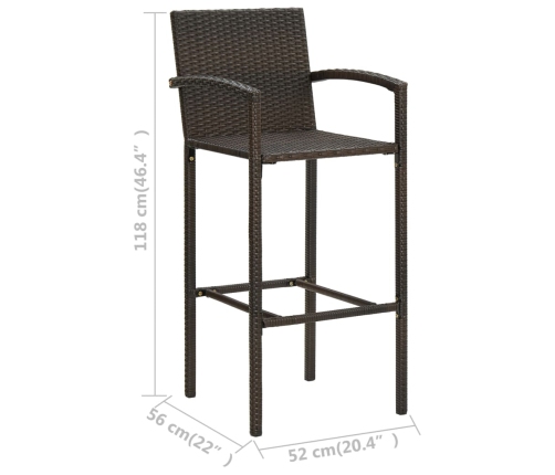 Conjunto de bar para jardín 3 piezas marrón