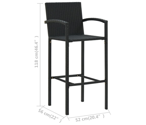 Conjunto de bar para jardín 3 piezas negro