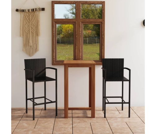 Conjunto de bar para jardín 3 piezas negro