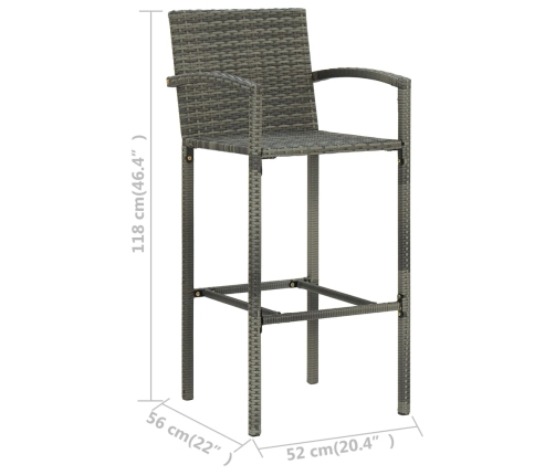 Conjunto de bar para jardín 3 piezas gris