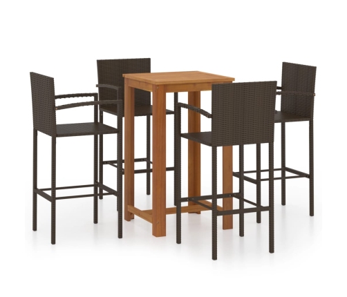 Conjunto de bar para jardín 5 piezas marrón