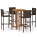 Conjunto de bar para jardín 5 piezas marrón