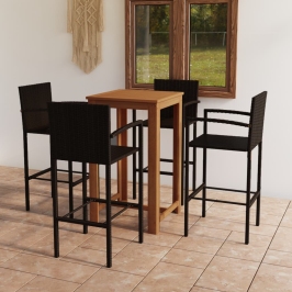 Conjunto de bar para jardín 5 piezas marrón