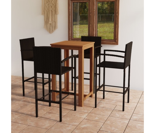 Conjunto de bar para jardín 5 piezas marrón