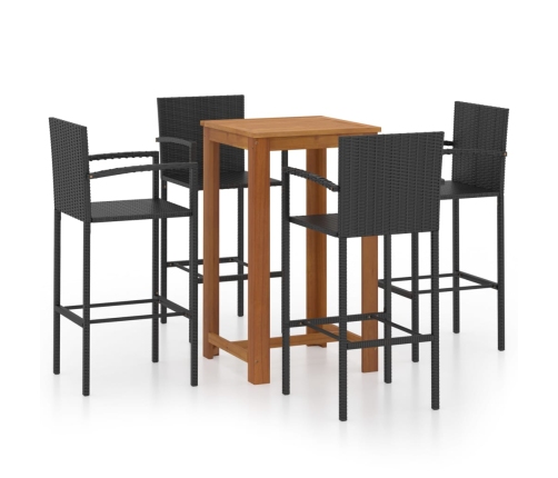 Conjunto de bar para jardín 5 piezas negro