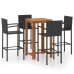 Conjunto de bar para jardín 5 piezas negro