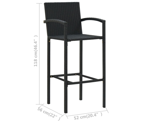 Conjunto de bar para jardín 5 piezas negro