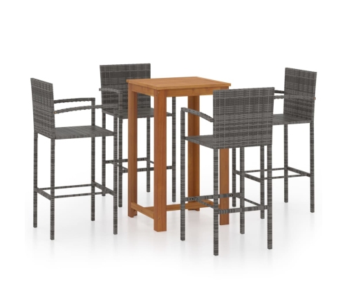 Conjunto de bar para jardín 5 piezas gris