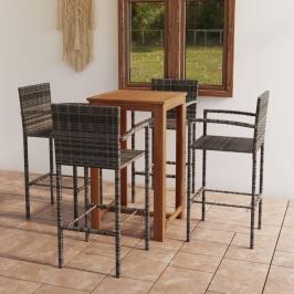 Conjunto de bar para jardín 5 piezas gris