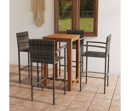 Conjunto de bar para jardín 5 piezas gris