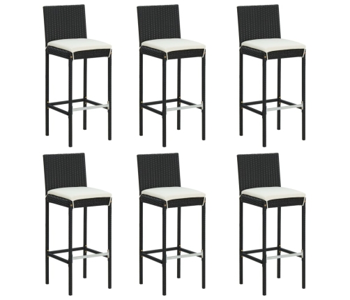Conjunto de bar para jardín 7 piezas con cojines negro