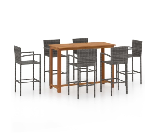 Conjunto de bar para jardín 7 piezas gris