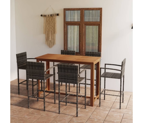 Conjunto de bar para jardín 7 piezas gris