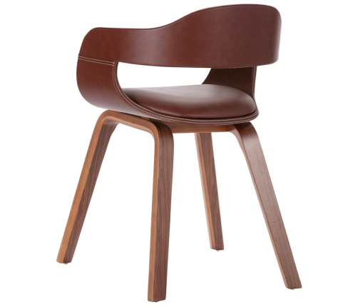 Sillas de comedor 2 unidades madera curvada y cuero sintético