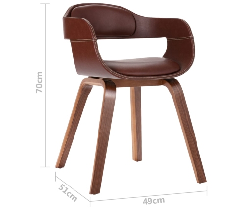Sillas de comedor 2 unidades madera curvada y cuero sintético