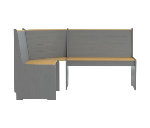 Banco de esquina REINE madera maciza de pino marrón gris 151 cm