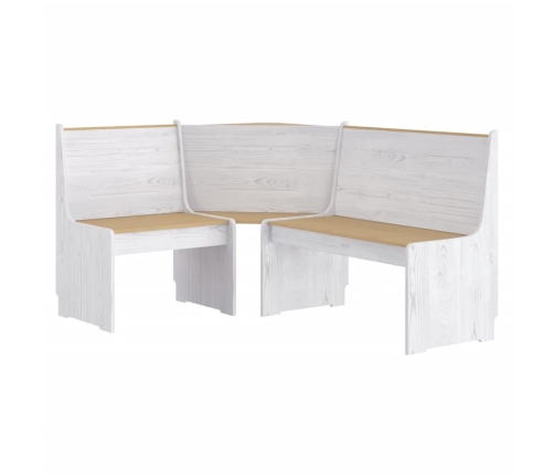 Banco de esquina REINE madera maciza pino marrón blanco 151 cm