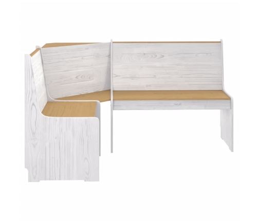 Banco de esquina REINE madera maciza pino marrón blanco 151 cm