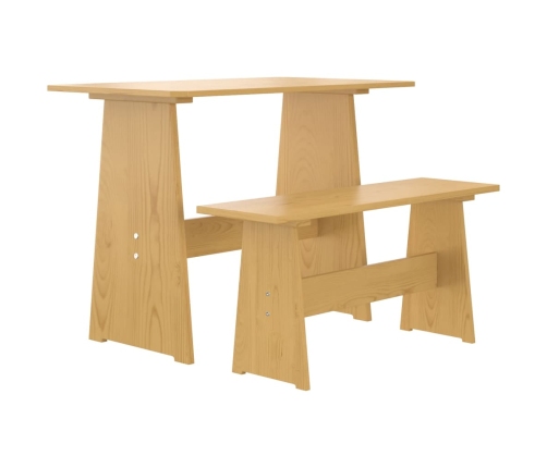 vidaXL Mesa de comedor con banco REINE madera maciza pino marrón miel