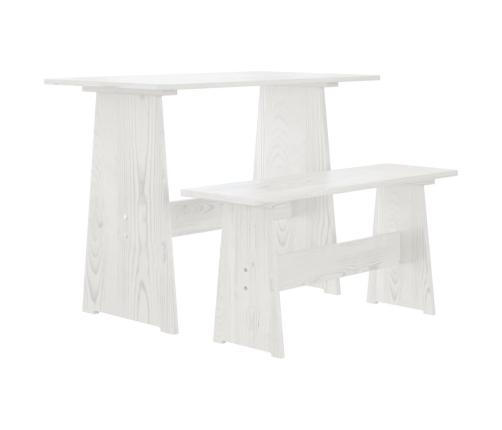 vidaXL Mesa de comedor con banco REINE madera maciza de pino blanco