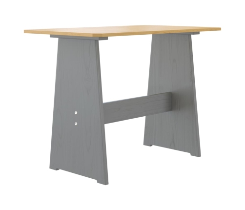 Mesa de comedor con banco REINE madera maciza pino marrón gris