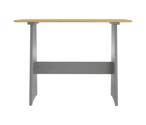 Mesa de comedor con banco REINE madera maciza pino marrón gris