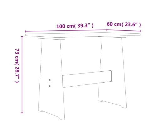 vidaXL Mesa de comedor con banco REINE madera maciza pino marrón gris