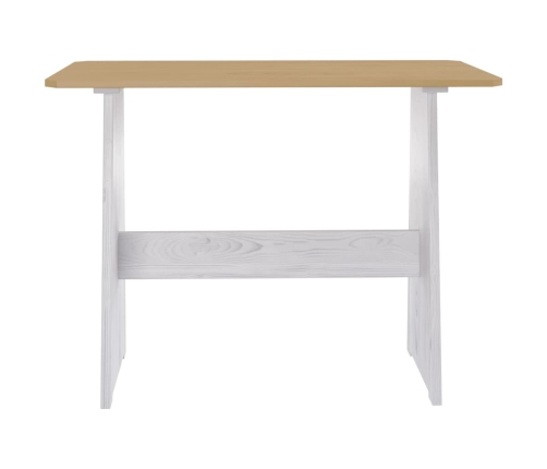 vidaXL Mesa de comedor con banco REINE madera de pino marrón blanco