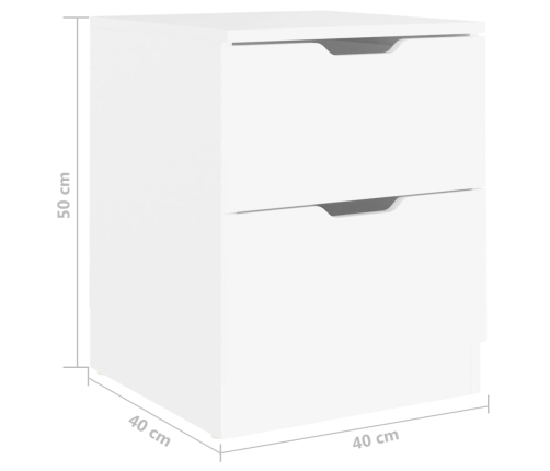 Mesitas de noche 2 uds madera de ingeniería blanco 40x40x50 cm