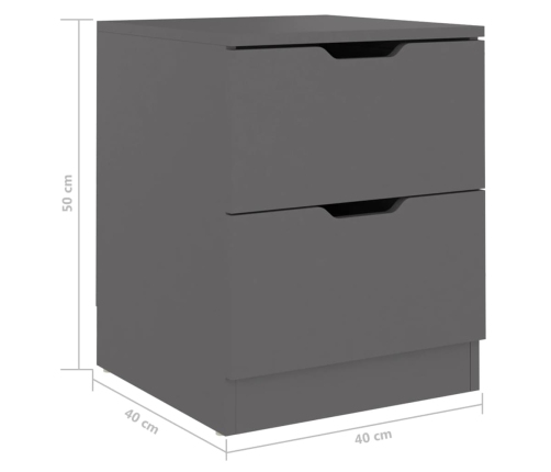 Mesita de noche madera de ingeniería gris 40x40x50 cm