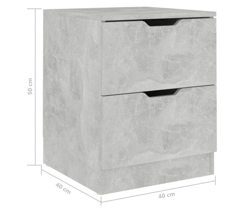 Mesita de noche madera de ingeniería gris hormigón 40x40x50 cm