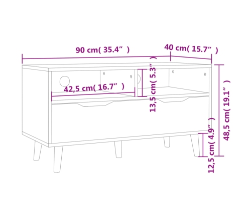 Mueble para TV madera contrachapada blanco 90x40x48,5 cm