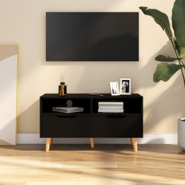 Mueble de TV madera de ingeniería negro 90x40x48,5 cm