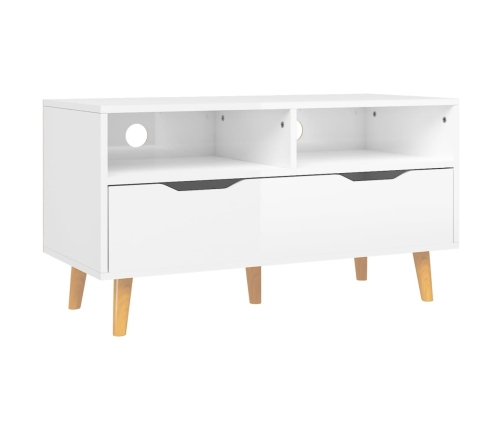 vidaXL Mueble de TV madera de ingeniería blanco brillo 90x40x48,5 cm