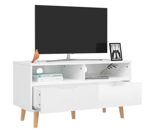 vidaXL Mueble de TV madera de ingeniería blanco brillo 90x40x48,5 cm