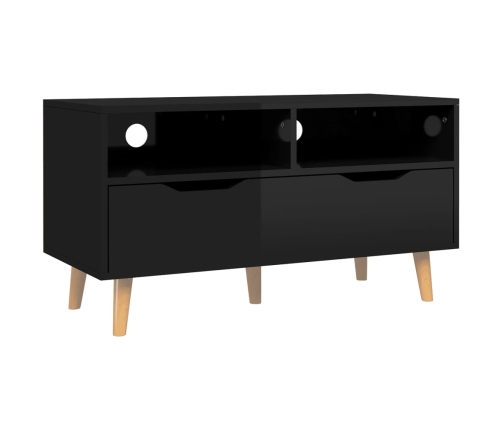 vidaXL Mueble de TV madera de ingeniería negro brillo 90x40x48,5 cm