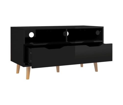 vidaXL Mueble de TV madera de ingeniería negro brillo 90x40x48,5 cm