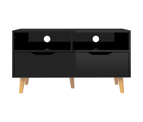 vidaXL Mueble de TV madera de ingeniería negro brillo 90x40x48,5 cm