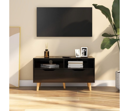 vidaXL Mueble de TV madera de ingeniería negro brillo 90x40x48,5 cm