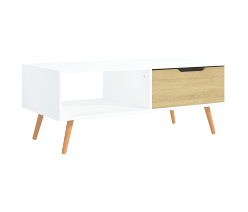 vidaXL Mesa de centro madera ingeniería blanco y Sonoma 100x49,5x43 cm