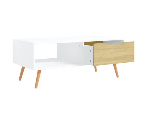 vidaXL Mesa de centro madera ingeniería blanco y Sonoma 100x49,5x43 cm