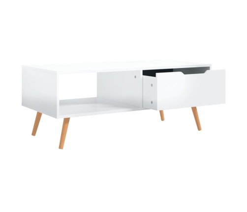 Mesa de centro madera ingeniería blanco brillo 100x49,5x43 cm