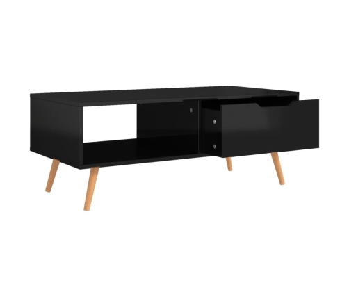 vidaXL Mesa de centro madera ingeniería negro brillante 100x49,5x43 cm