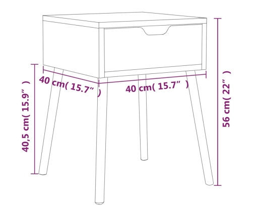 Mesita de noche madera contrachapada blanco 40x40x56 cm