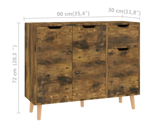 Aparador de madera de ingeniería roble ahumado 90x30x72 cm