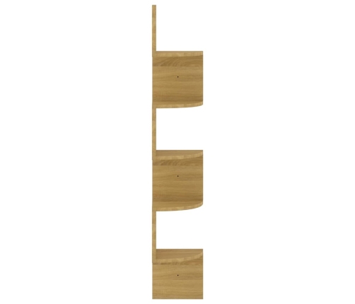 Estante de esquina de pared madera ingeniería roble 19x19x123cm