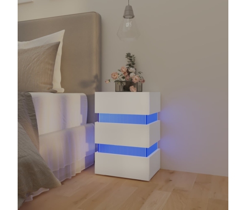 Mesita de noche luz LED madera de ingeniería blanco 45x35x67 cm