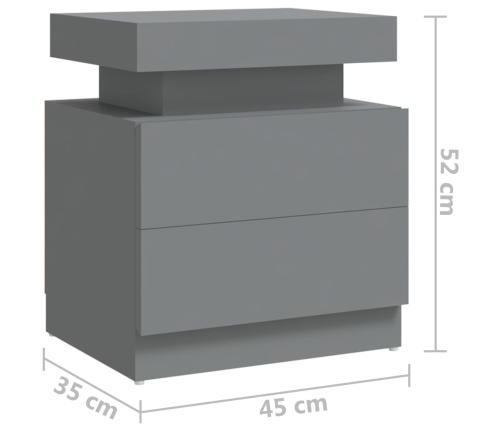 Mesita de noche madera de ingeniería gris 45x35x52 cm