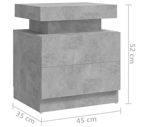 Mesita de noche madera de ingeniería gris hormigón 45x35x52 cm