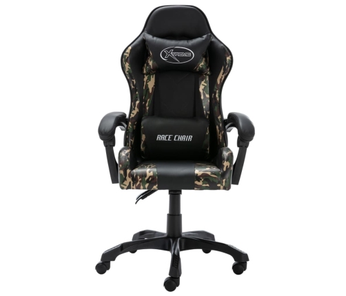 Silla gaming de cuero sintético negro y camuflaje